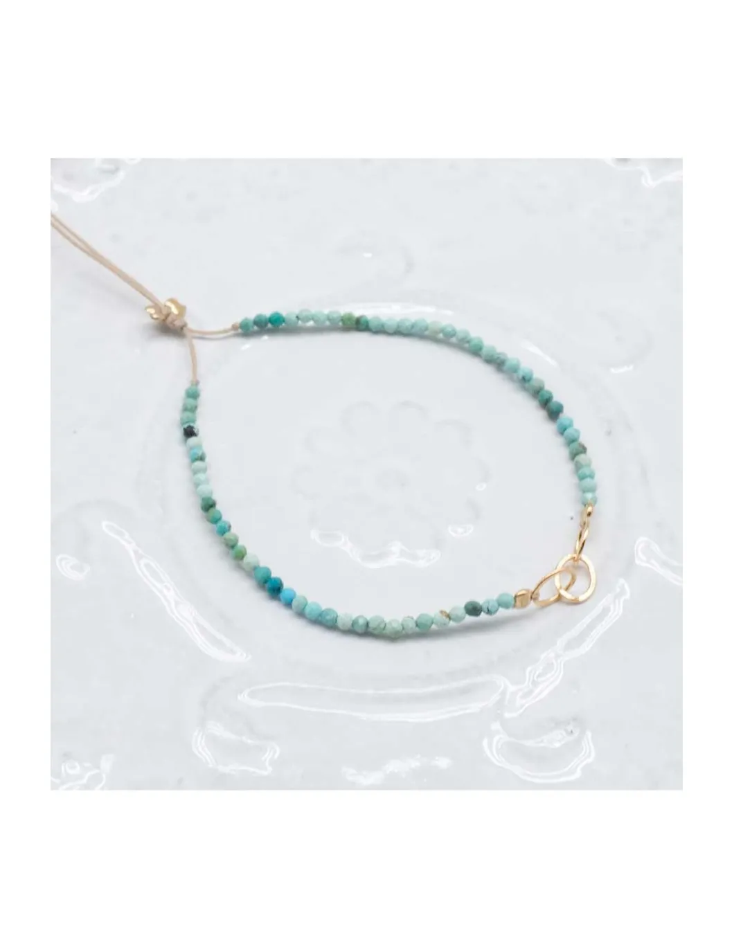 G-LINKS - BRACELET TURQUOISES ET CHAÎNE PLAQUÉE OR 3 MAILLONS OVALES