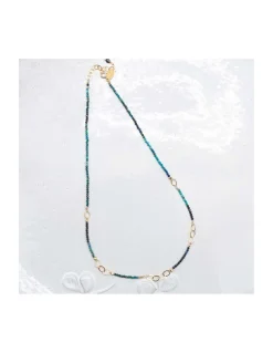 G-LINKS - COLLIER CHRYSOCOLLES ET CHAÎNE PLAQUÉE OR 13 MAILLONS OVALES