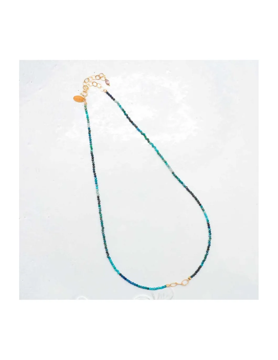G-LINKS - COLLIER CHRYSOCOLLES ET CHAÎNE PLAQUÉE OR 3 MAILLONS OVALES