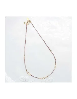 G-LINKS - COLLIER SPINELLES CHOCOLAT ET CHAÎNE PLAQUÉE OR 13 MAILLONS OVALES