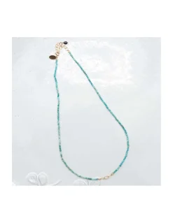 G-LINKS - COLLIER TURQUOISES ET CHAÎNE PLAQUÉE OR 3 MAILLONS OVALES