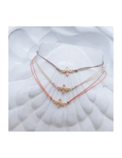 GRANNY - BRACELET CROIX ZIRCONS SUR CORDON AU CHOIX (TONS NEUTRES)