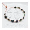 HOLLY TOURMALINES - BRACELET 12 TOURMALINES VERTES CARREES ET 11 RHODOCHROSITES ENTRE PERLES DORÉES
