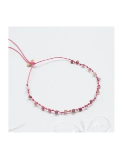 IBIZA - BRACELET SPINELLES CHOCOLAT SUR CORDON ROSE