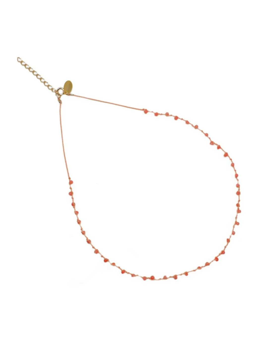 IBIZA - COLLIER CORAIL BAMBOO SUR CORDON PÊCHE