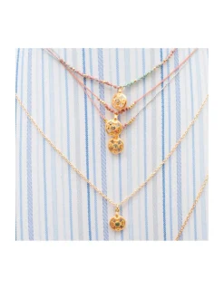 JACKIE - COLLIER CHAÎNE BOULE ARGENT PLAQUÉE OR ET PENDENTIF TRÈFLE AVEC MINI TOURMALINE
