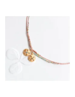 JACKIE - COLLIER CORDON LUREX ET PENDENTIF TRÈFLE AVEC MINI TOURMALINE
