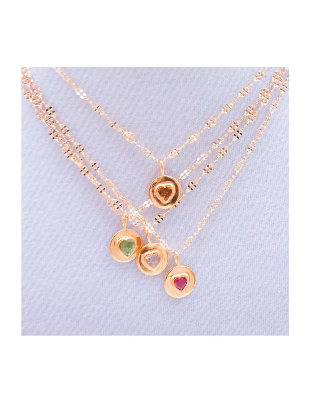 JANE - COLLIER COEUR TOURMALINE SUR CHAÎNE SOLEIL