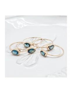 JOHRI - BAGUE EN OR ET LONDON BLUE TOPAZ OVALE N°2