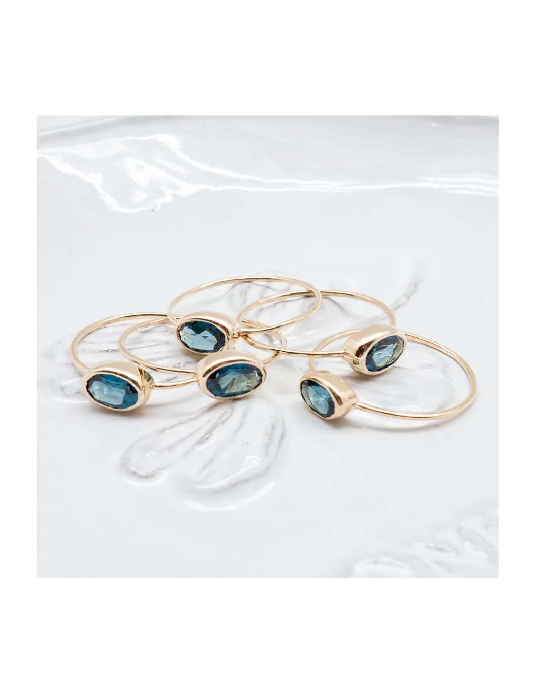 JOHRI - BAGUE EN OR ET LONDON BLUE TOPAZ OVALE N°2