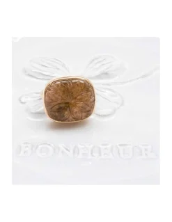 JOHRI - BAGUE EN OR ET TOURMALINE ROSE GRAVÉE N°2