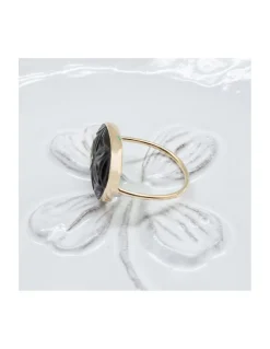 JOHRI - BAGUE EN OR ET TOURMALINE VERTE GRAVÉE N°3