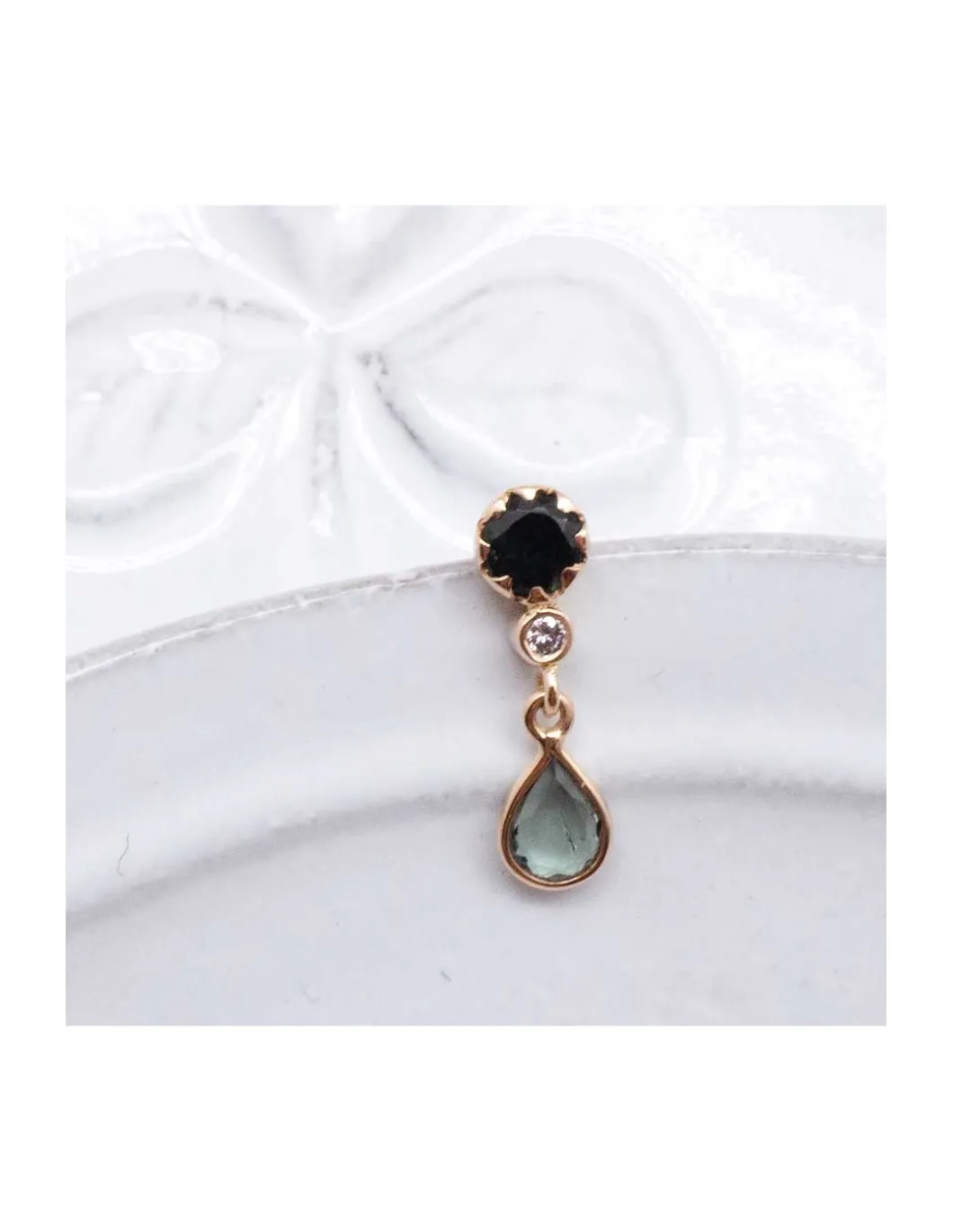 JOHRI - PUCE D'OREILLE EN OR, TOURMALINES ET DIAMANT
