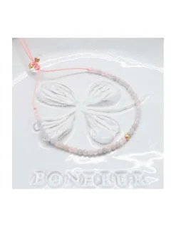 LA MESA DRIVE - BRACELET MORGANITES, AQUAMARINES ET PERLE DORÉE AU CENTRE