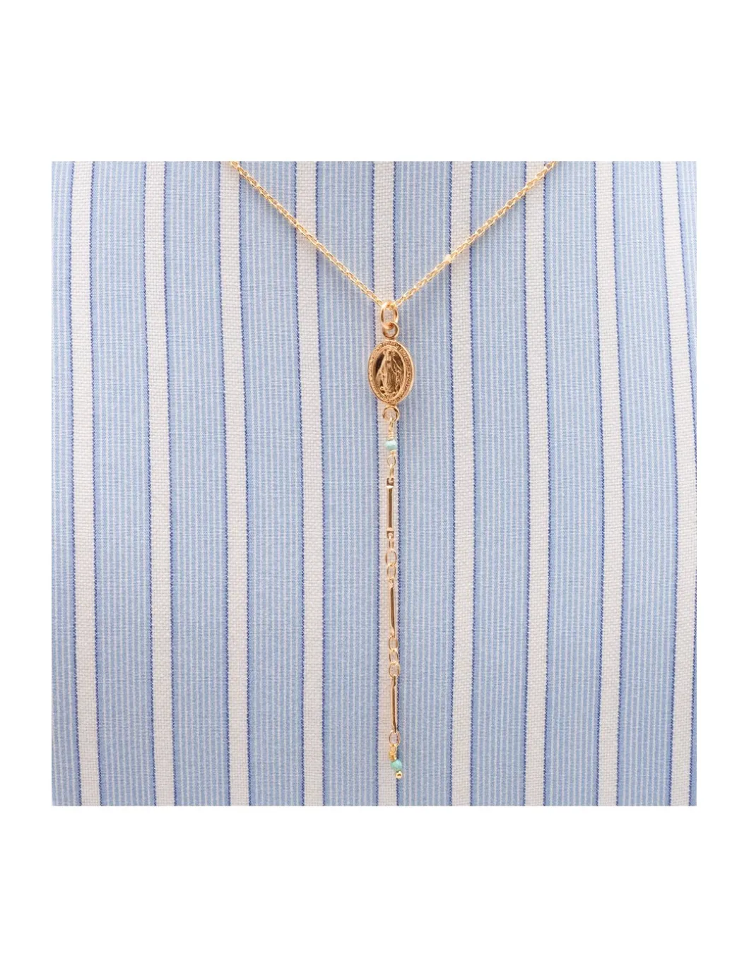 MADONE - COLLIER TURQUOISES ET MÉDAILLE MADONE