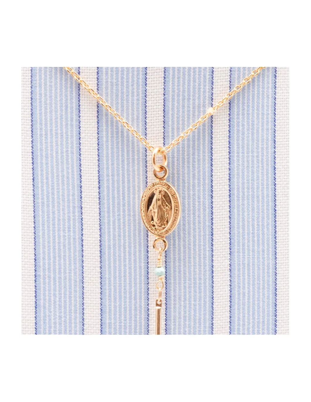 MADONE - COLLIER TURQUOISES ET MÉDAILLE MADONE
