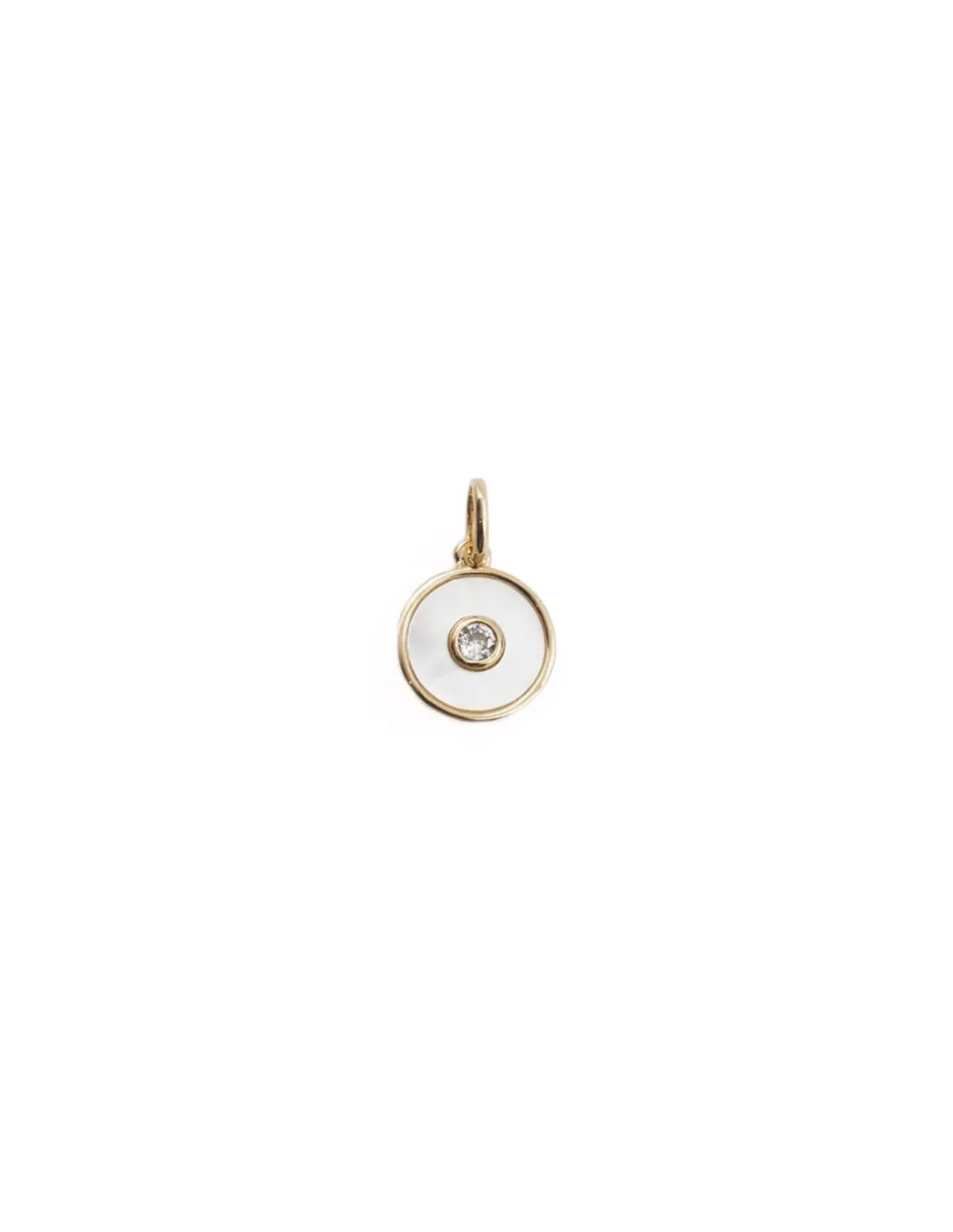 MÉDAILLES RONDE NACRE ET ZIRCON, TREFLE VERT ET ÉPINGLE (30€ à 48€)