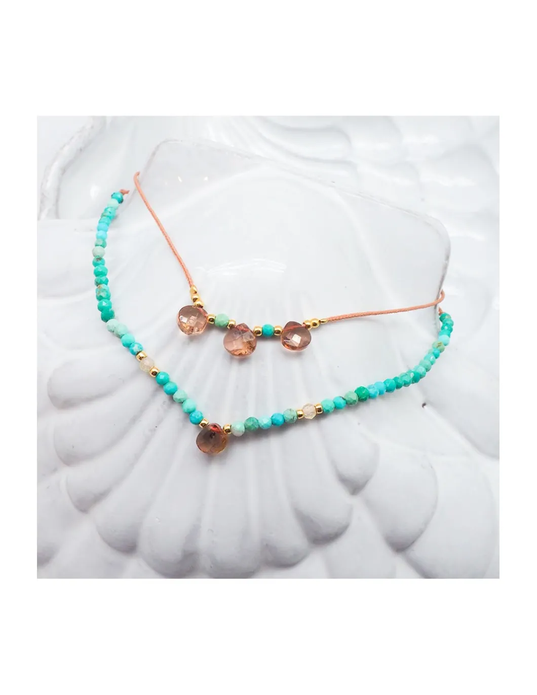MIDNIGHT BATH - BRACELET ANDALOUSITE, ZIRCONS JAUNES ET TURQUOISES