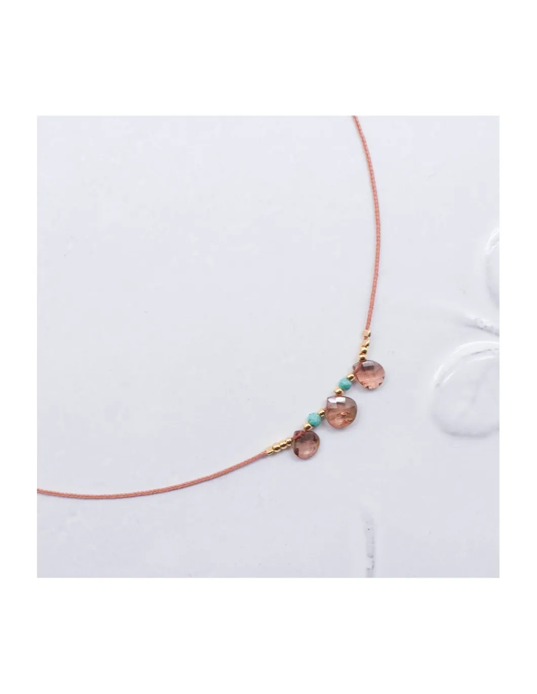 MIDNIGHT BATH - COLLIER 3 ANDALOUSITES SMALL HEART ET 2 TURQUOISES