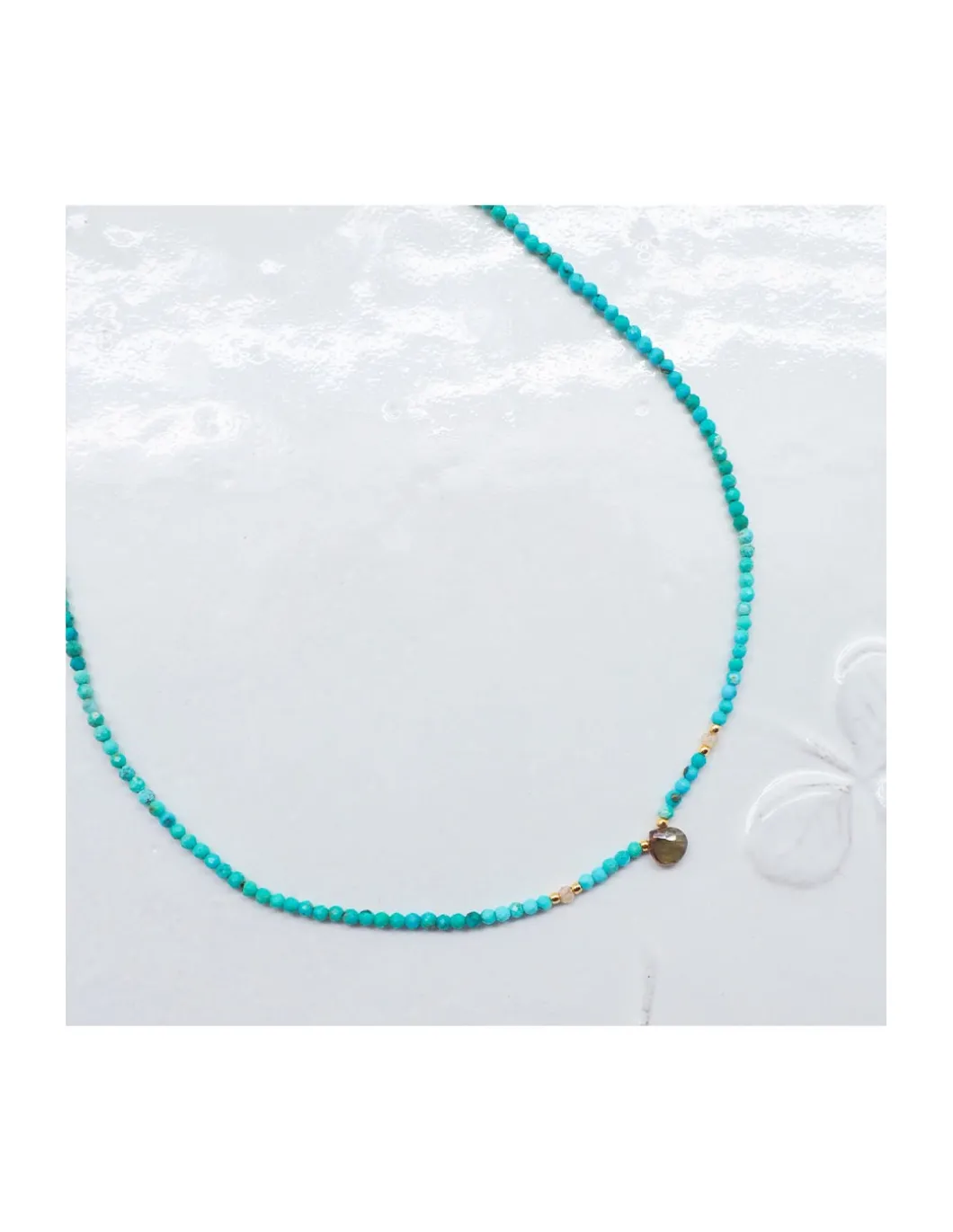 MIDNIGHT BATH - COLLIER TURQUOISES, ANDALOUSITES ET ZIRCONS JAUNES