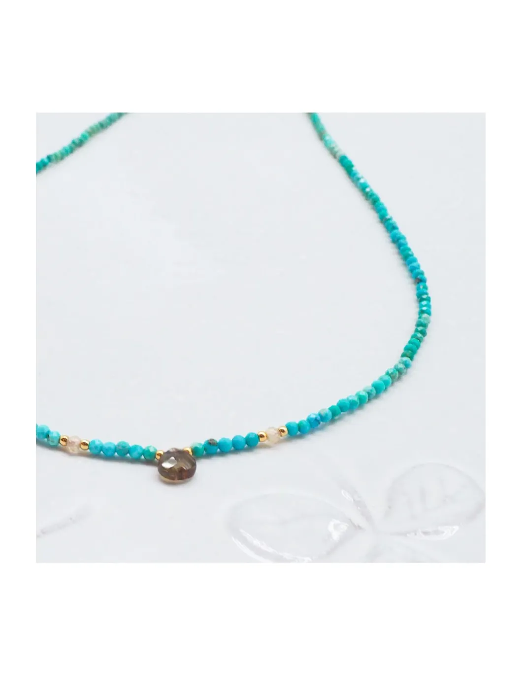 MIDNIGHT BATH - COLLIER TURQUOISES, ANDALOUSITES ET ZIRCONS JAUNES