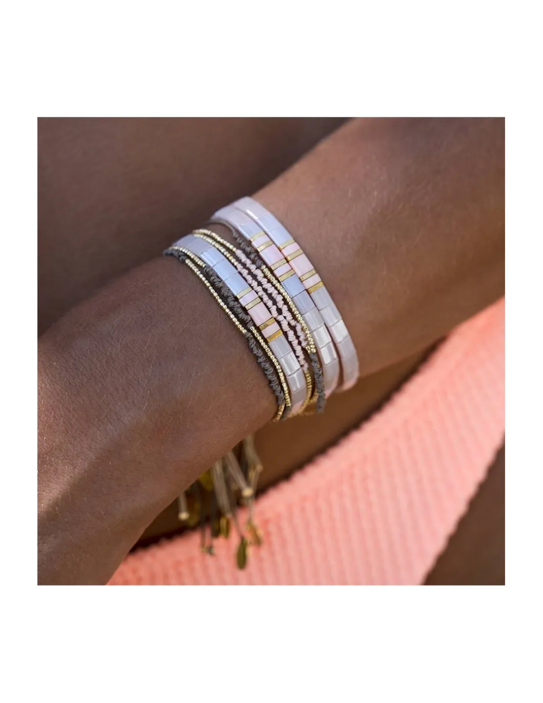 OCEAN DRIVE - BRACELET SUR CORDON (TONS NEUTRES)