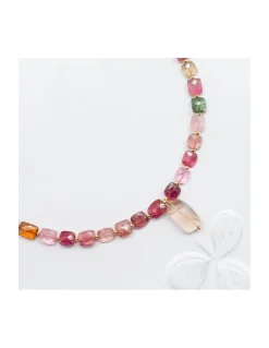 ONE OF A KIND - COLLIER 56 TOURMALINES CARRÉES 56 MINI PERLES DORÉES AVEC CITRINE CHAMPAGNE