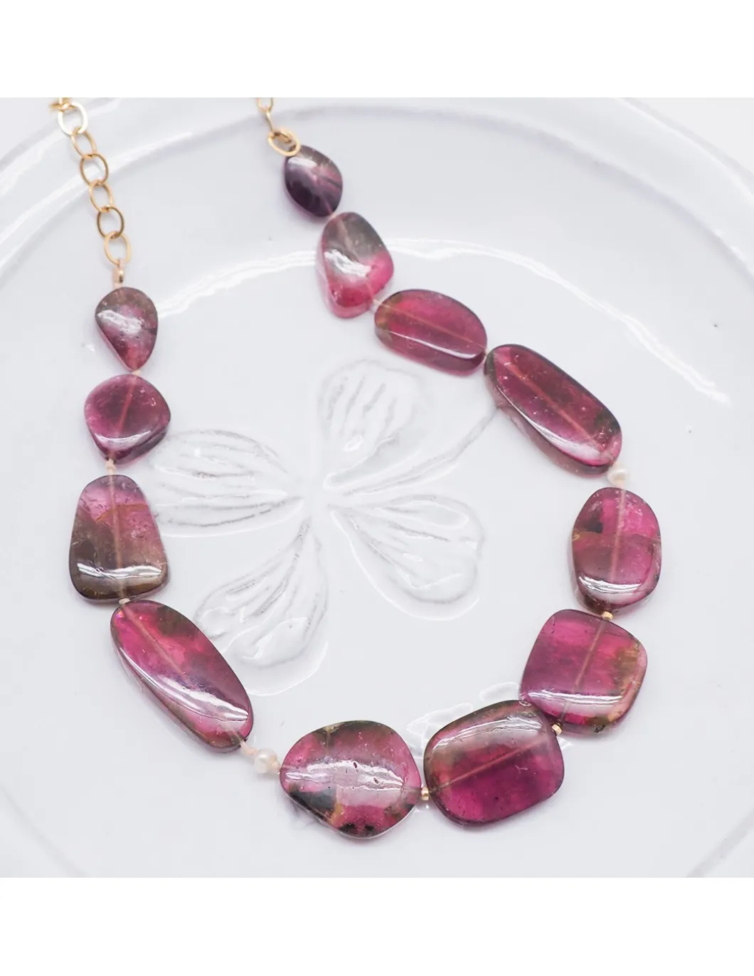 ONE OF A KIND - COLLIER 12 TOURMALINES ET 2 PERLES DE CULTURE