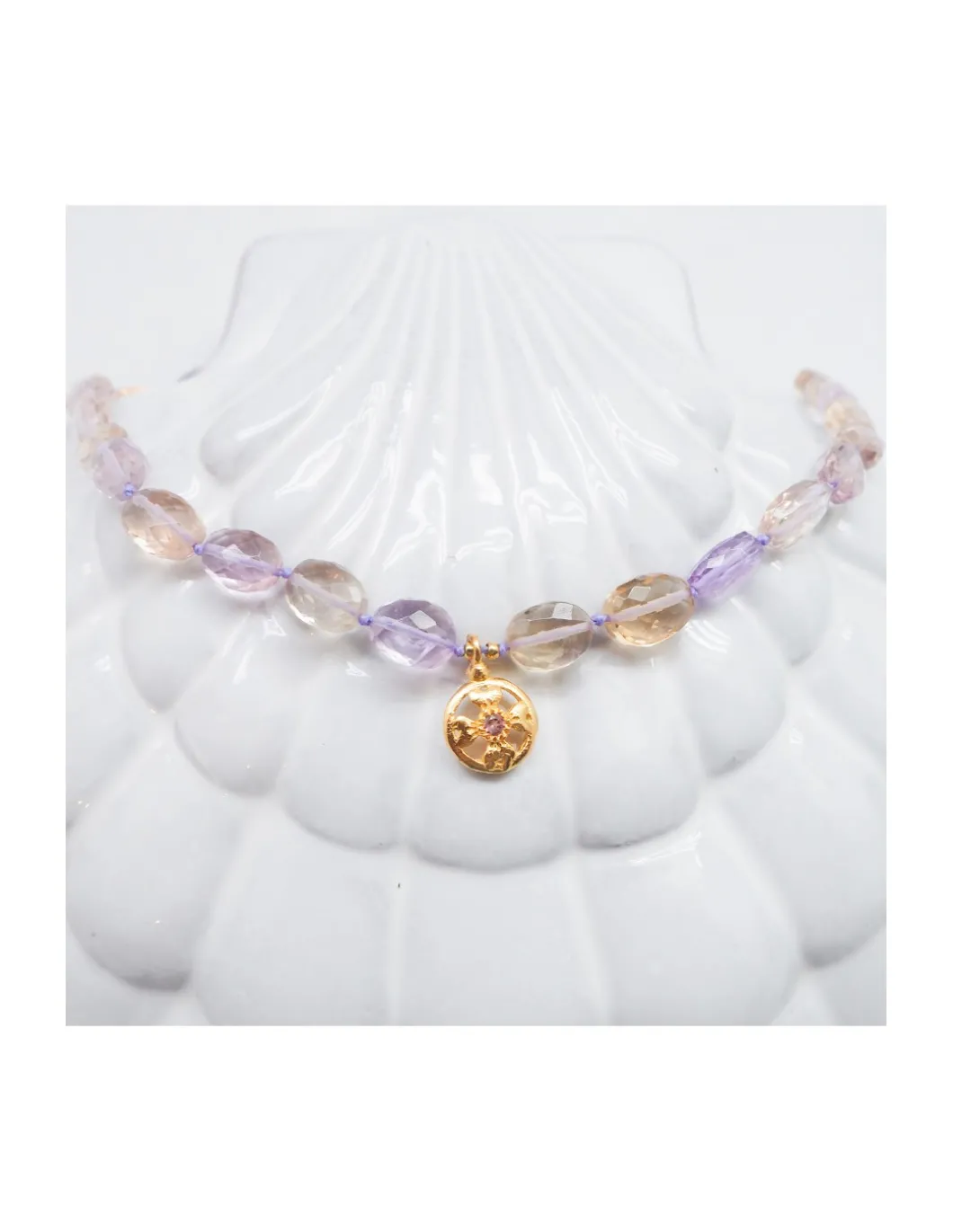 ONE OF A KIND - COLLIER AMÉTRINES OVALES ET MÉDAILLE JACKIE