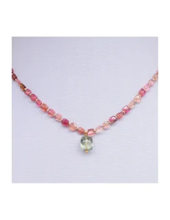 ONE OF A KIND - COLLIER COURT TOURMALINES CARRÉES ET TOURMALINE PICASSO VERTE