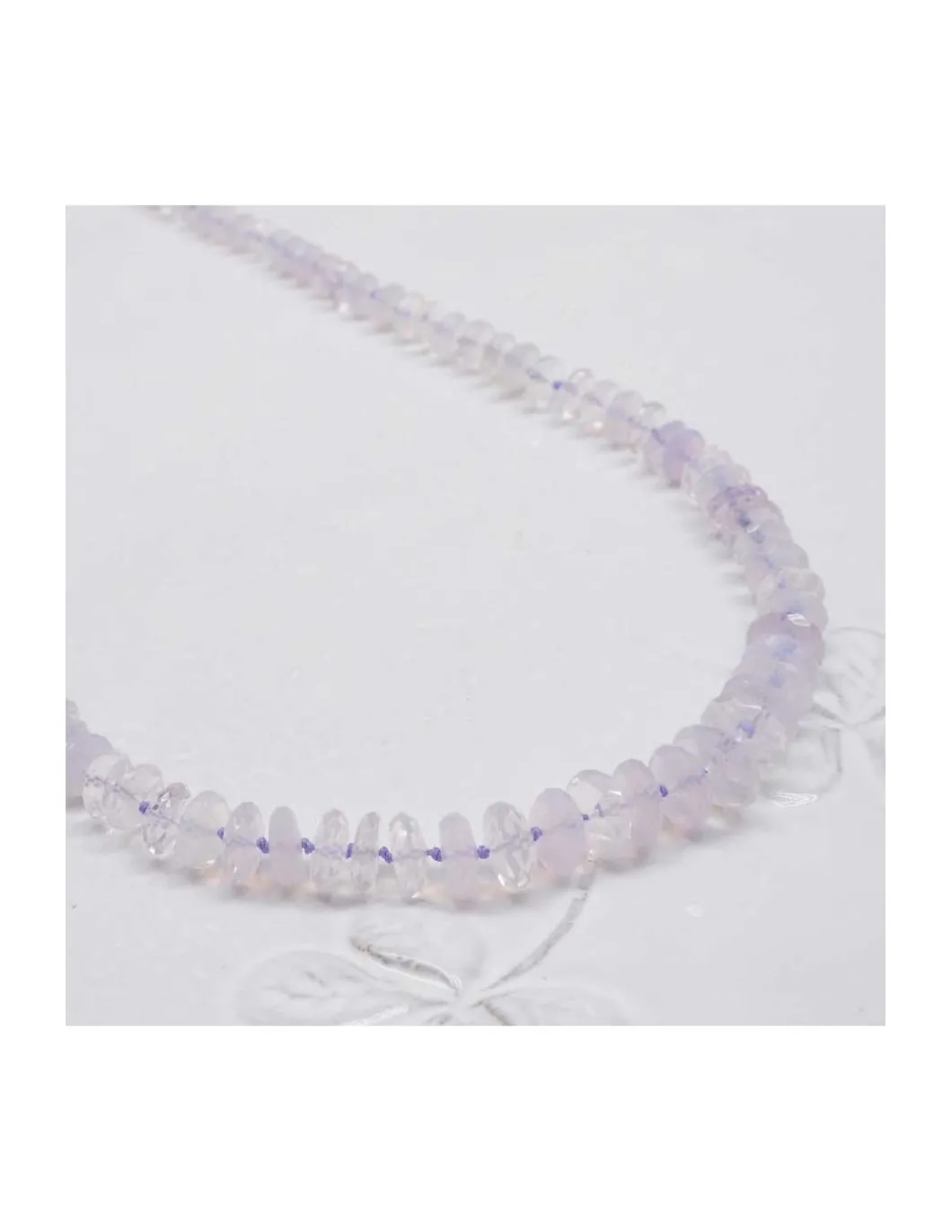 ONE OF A KIND - COLLIER LAVENDER QUARTZ RONDELLES ET CHRYSOPRASES PEAR