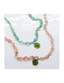 ONE OF A KIND - COLLIER LONG TOURMALINES LIGHT ET FLEUR TOURMALINE