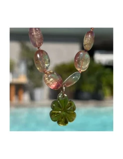 ONE OF A KIND - COLLIER LONG TOURMALINES LIGHT ET FLEUR TOURMALINE