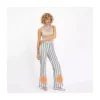 PANTALON GANGA BRODÉ À RAYURES