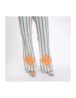 PANTALON GANGA BRODÉ À RAYURES