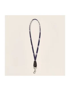 PONCTUATIONS - COOK - COLLIER MOUSQUETON EN BANDANA BLEU MARINE ET CUIR NOIR