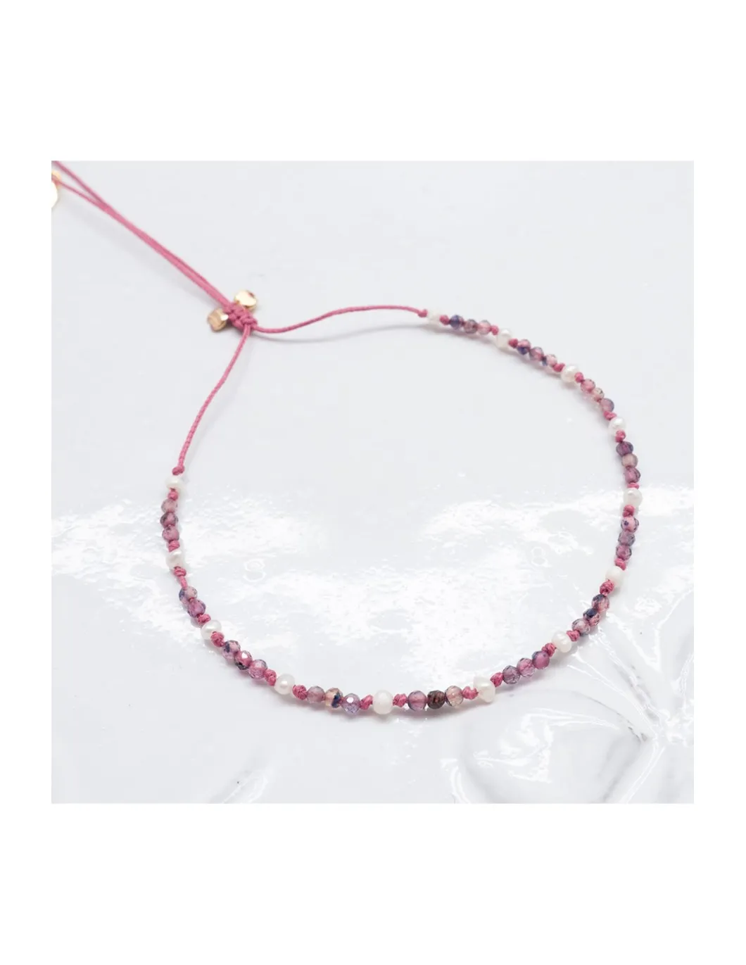 RASPBERRY - BRACELET PERLES PETITES SOUCOUPES ET REDDISH SAPHIRS