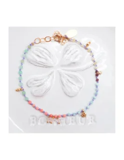 RIO - BRACELET ARC EN CIEL VERSION 4, OPALES JAUNES, LARIMARS, RHODOLITES, CHRYSOPRASES ET CORAIL BAMBOO
