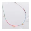 RIO - COLLIER ARC EN CIEL QUARTZ ROSE, OPALES JAUNES, LARIMARS, RHODOLITES, CHRYSOPRASES ET CORAIL BAMBOO SUR CORDON