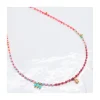 RIO - COLLIER ARC EN CIEL LONDON QUARTZ, OPALES JAUNES, LARIMARS, RHODOLITES, CHRYSOPRASES ET CORAIL BAMBOO SUR CORDON