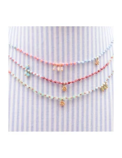 RIO - COLLIER ARC EN CIEL TOURMALINES VERTES, OPALES JAUNES, LARIMARS, RHODOLITES, CHRYSOPRASES ET CORAIL BAMBOO SUR CORDON
