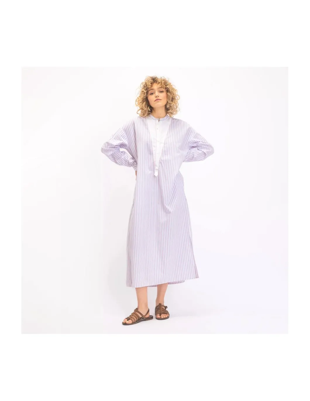 ROBE BUDDHA RAYURES ROSES