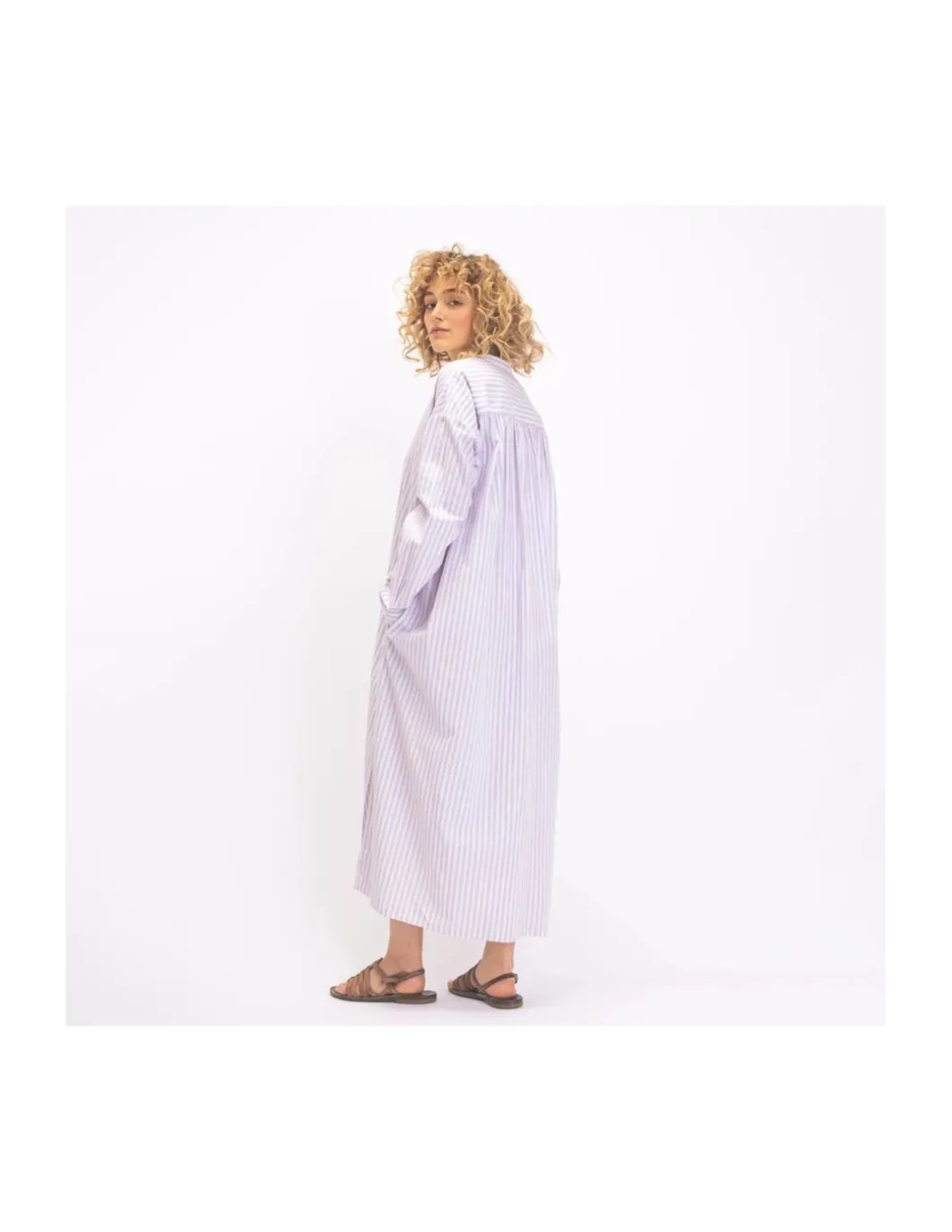 ROBE BUDDHA RAYURES ROSES