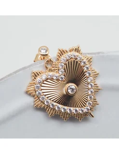 SCANDALE - BOUCLE D'OREILLE PUCE ET CHARM COEUR AVEC ZIRCONS