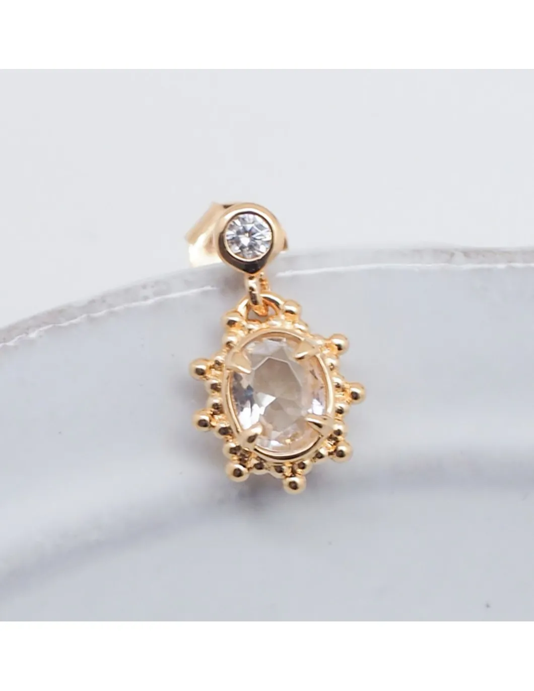 SCANDALE - BOUCLE D'OREILLE PUCE CZ ET CHARM ZIRCON COLORÉ