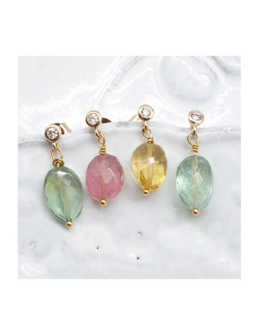 SPLASH - BOUCLE D'OREILLE TOURMALINE (COULEUR AU CHOIX)