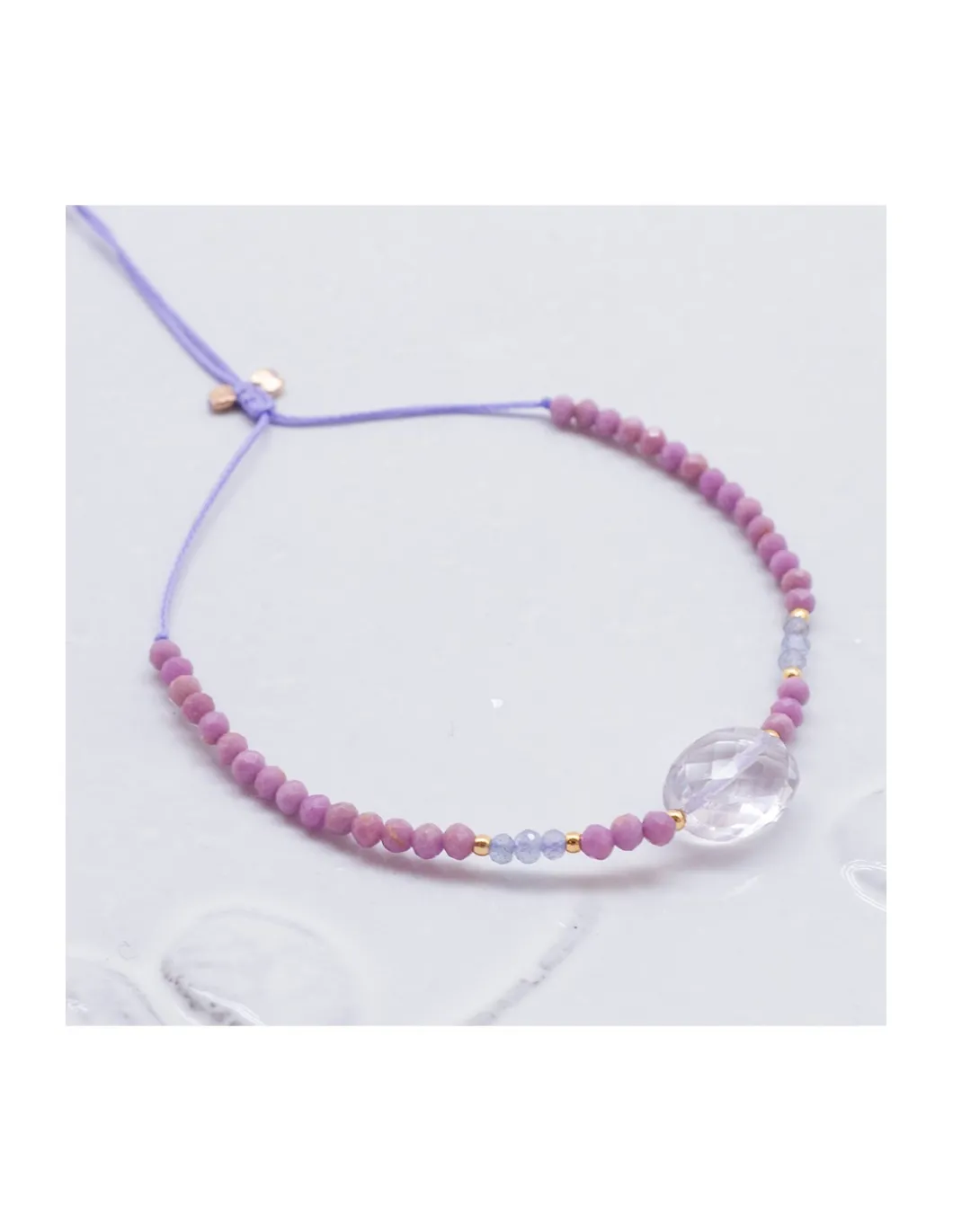 SWEET M - BRACELET AMETHYSTE LIGHT OVALE, PHOSPHOSIDERITES ET TANZANITES