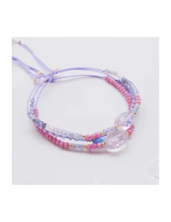 SWEET M - BRACELET AMETHYSTE LIGHT OVALE, PHOSPHOSIDERITES ET TANZANITES