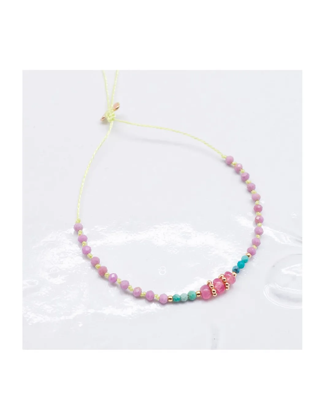 SWEET M - BRACELET SPINELLES ROSES, PHOSPHOSIDERITES ET TURQUOISES