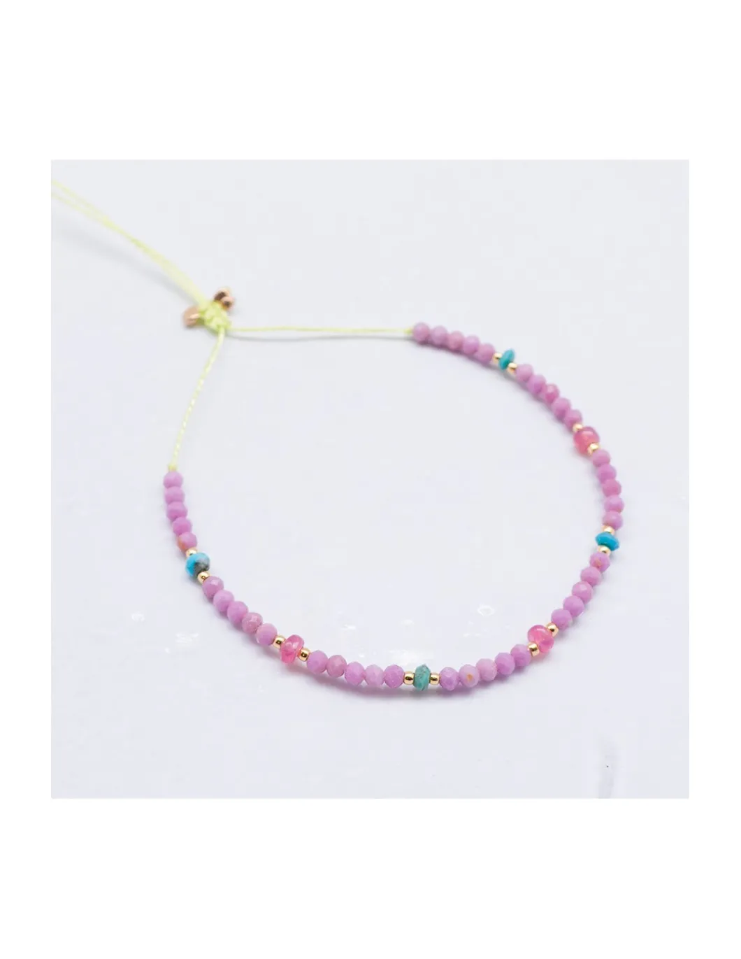 SWEET M - BRACELET SPINELLES ROSES, PHOSPHOSIDERITES ET TURQUOISES